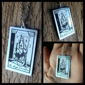 🖤 The High Priestess- Stainless Tarot Card Necklace